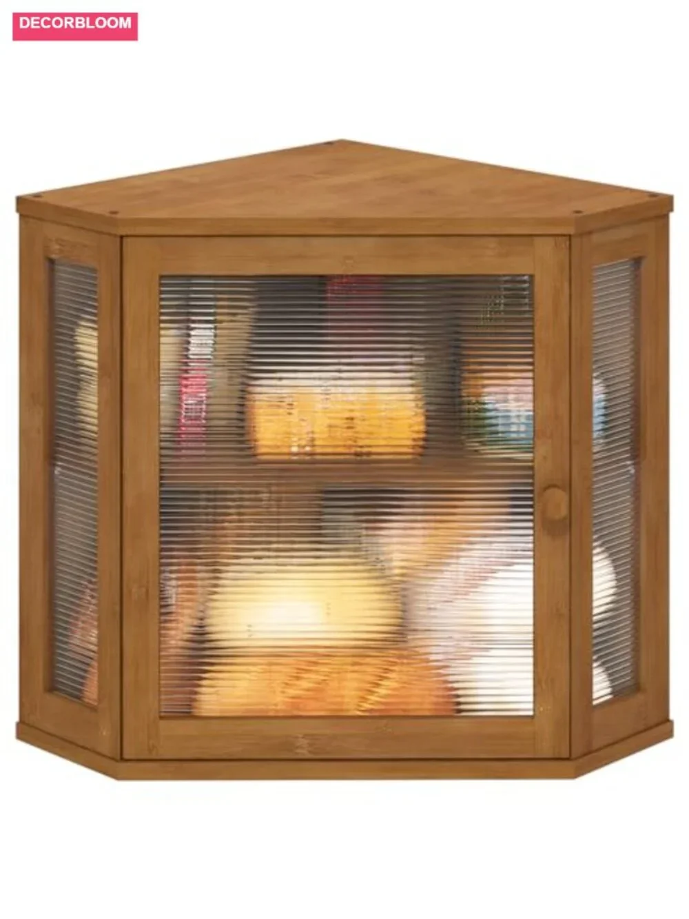 Corner Bread Box Large Capacity Bamboo Wood Kitchen Counter Storage with